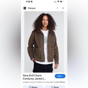 Vans Olive Corduroy drill jacket Shirt Jacket for Men med nwot